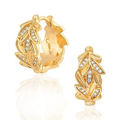 Brass Clear Cubic Zirconia Hoop Earrings FS-WGD9CCC-16-1