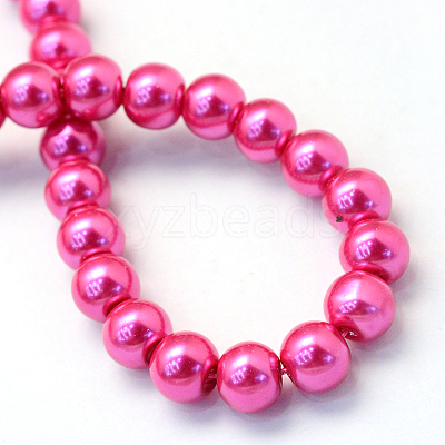 Baking Paint Pearlized Glass Pearl Round Bead Strands X-HY-Q330-8mm-10-1