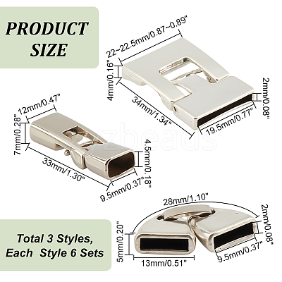 18 Sets 3 Style Tibetan Style Alloy Snap Lock Clasps FIND-PH0008-27-1