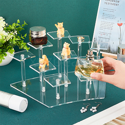 10-Slot Transparent Acrylic Minifigures Display Risers ODIS-WH0043-29B-1