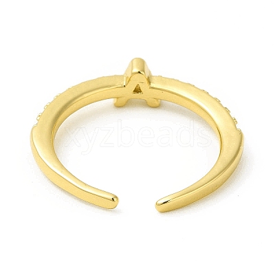Clear Cubic Zirconia Initial Letter Open Cuff Ring RJEW-H120-09G-A-1