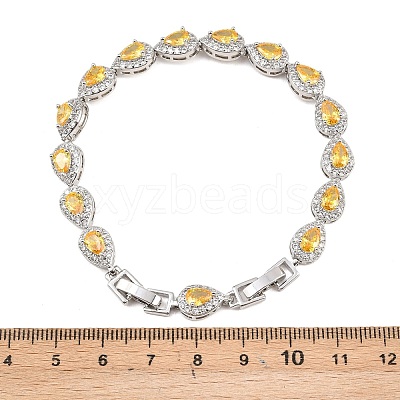 Platinum Tone Brass Micro Pave Cubic Zirconia Tennis Bracelets BJEW-B160-05P-1