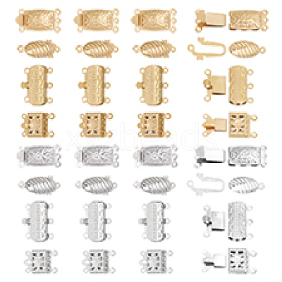 32 Sets 8 Styles Ion Plating(IP) 304 Stainless Steel Box Clasp FIND-PH0020-89-1