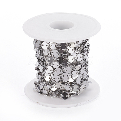 Tarnish Resistant 304 Stainless Steel Flat Round Link Chains A-CHS-L019-01B-P-1