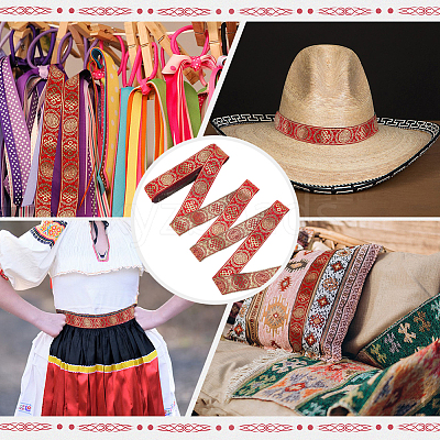 Ethnic Style Polyester Jacquard Ribbon OCOR-WH0078-478B-06-1