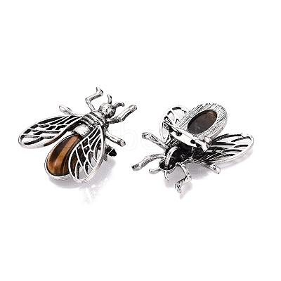 Natural Tiger Eye & Alloy Lapel Pin Brooches GG-N001-04AS-03-1