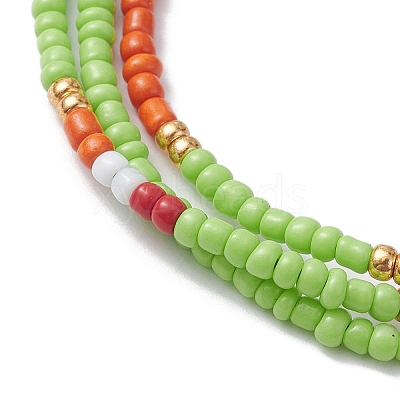 Adjustable Glass Seed Beaded Triple Layer Multi-strand Bracelet BJEW-MZ00048-1