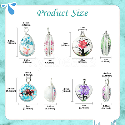 10Pcs Transparent Glass Pendants GLAA-YW0004-27-1