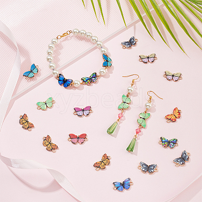 50Pcs 10 Colors Alloy Enamel Connector Charms ENAM-NB0002-01-1