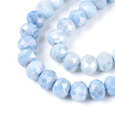 Anti-Tarnish Electroplate Rondelle Glass Beads Strands EGLA-T021-8mm-17-02-1