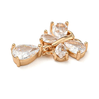 Brass Micro Pave Clear Cubic Zirconia Pendants ZIRC-U003-01G-03-1
