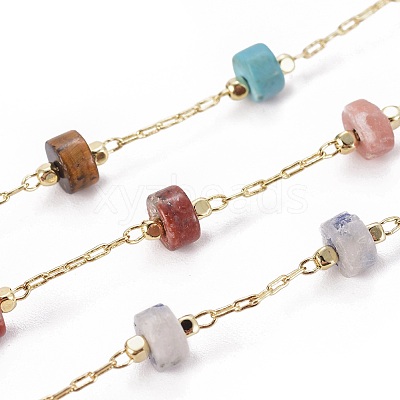 3.28 Feet Handmade Natural & Synthetic Mixed Stone Beaded Chains X-CHC-E019-02B-1