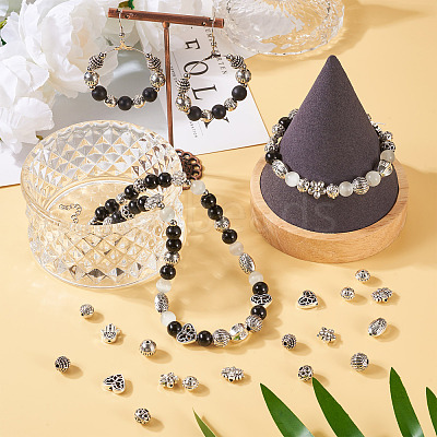 120Pcs 12 Styles Tibetan Style Alloy Beads FIND-TA0002-75-1