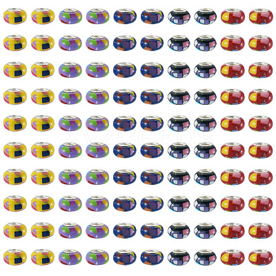 100Pcs 5 Colors Bohemian Style Resin European Beads RESI-TA0004-83-1