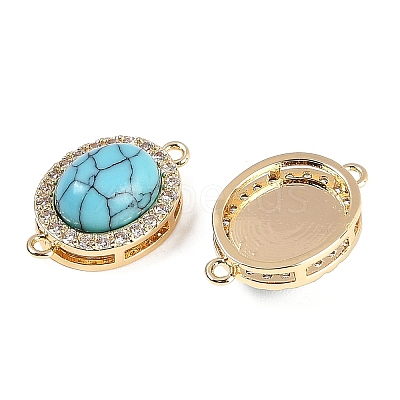Synthetic Turquoise Oval Connector Charms KK-U043-50G-03-1