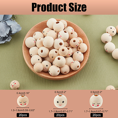 60Pcs 3 Style Maple Wood European Beads WOOD-AR0001-19-1
