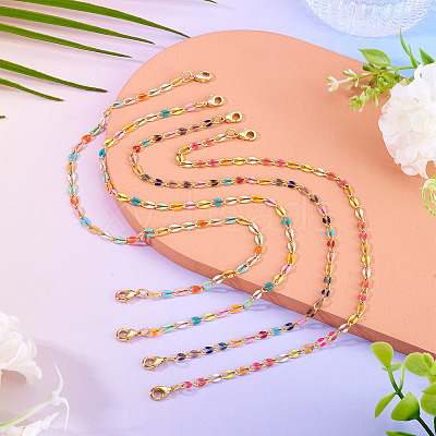 4Pcs 4 Colors Brass Enamel Curb Chain Bracelet Making AJEW-TAC00047-1