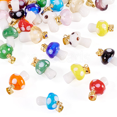 24Pcs 12 Colors Handmade Lampwork Pendants LAMP-TA0001-77-1