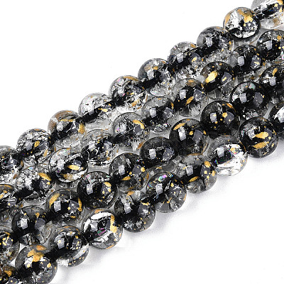 Crackle Transparent Glass Beads Strands GLAA-N030-8mm-01A-1