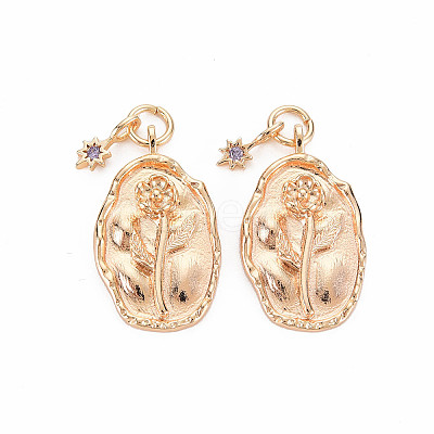 Brass Tanzanite Rhinestone Pendants X-KK-S364-216-1