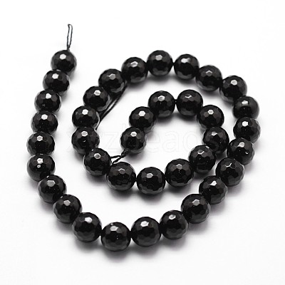 Natural Dyed & Heated Black Onyx Beads Strands X-G-D840-22-6mm-1