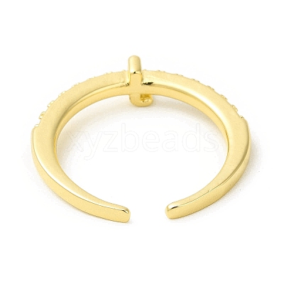Clear Cubic Zirconia Initial Letter Open Cuff Ring RJEW-H120-09G-1