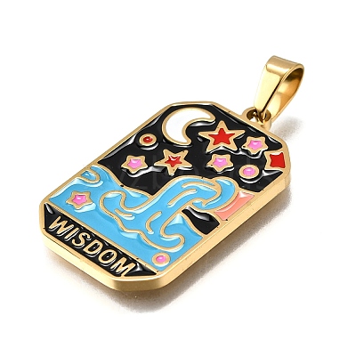 Tarot 304 Stainless Steel Enamel Pendants STAS-M119-09F-G-1