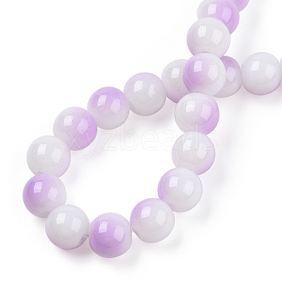 Two Tone Opaque Baking Paint Glass Beads Strands LS-DGLA-Q027-8mm-02-1