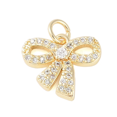 Rack Plating Brass Micro Pave Clear Cubic Zirconia Pendants KK-Z060-06G-01-1
