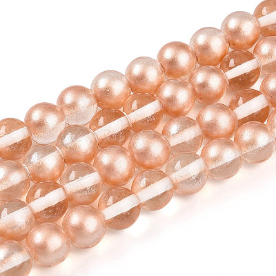 Baking Paint Transparent Glass Beads Strands DGLA-N011-8mm-04-1