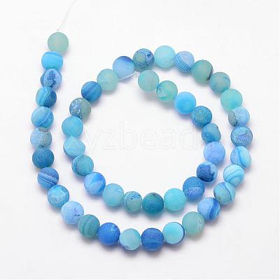 Natural Druzy Geode Agate Bead Strands G-K166-09-8mm-06-1