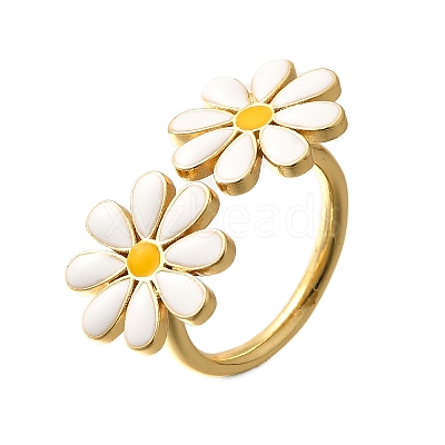 Brass Enamel Cuff Rings for Women RJEW-Q008-14G-02-1