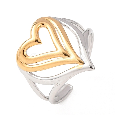 304 Stainless Steel Open Cuff Rings for Women RJEW-K321-01A-1