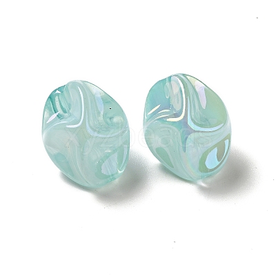 UV Plating Rainbow Iridescent Acrylic Beads PACR-M002-07B-1