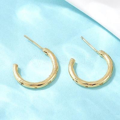 C-Shaped Brass Clear Cubic Zirconia Stud Earrings EJEW-A156-10B-G-1