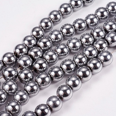 Electroplate Non-magnetic Synthetic Hematite Beads Strands G-J169A-8mm-02-1