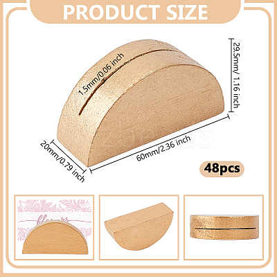 48Pcs Half Round Wood Name Card Holder AJEW-DR0002-67-1