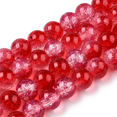 Transparent Crackle Baking Paint Glass Beads Strands X2-DGLA-T003-01A-08-1