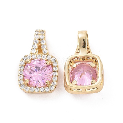 Brass Micro Pave Cubic Zirconia Pendants KK-E068-VC427-1