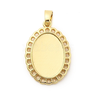 Oval Brass Pendant Cabochon Settings KK-C134-28G-1