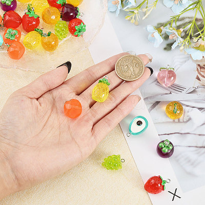 48Pcs 8 Styles Translucent Resin Pendants RESI-GL0001-08-1
