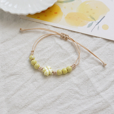 Clover Ceramic Beads Braided Bead Bracelets FS-WGDB922-01-1