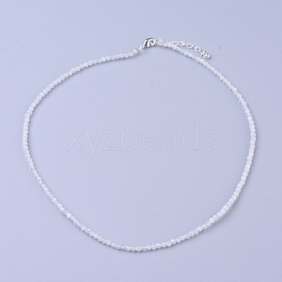 Natural Rainbow Moonstone Beaded Necklaces NJEW-K114-A-A11-1