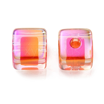 UV Plating Transparent Acrylic European Beads OACR-F004-10G-1