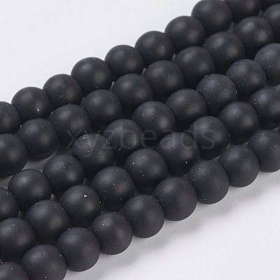 Black Stone Beads Strands G-G508-7-1