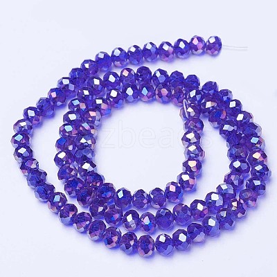 Electroplate Glass Beads Strands X-EGLA-A034-T6mm-B15-1