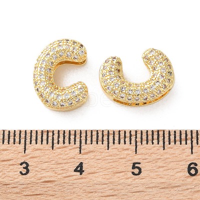 Rack Plating Brass Micro Pave Cubic Zirconia Slide Charms KK-C084-34G-C-1