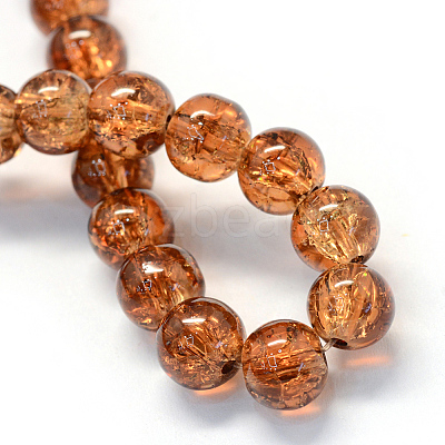 Baking Paint Transparent Crackle Glass Round Bead Strands DGLA-Q018-8mm-26-1
