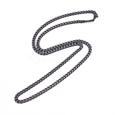 Men's 304 Stainless Steel Cuban Link Chain Necklaces X-NJEW-G340-07B-1