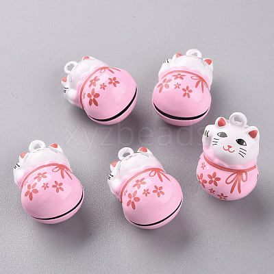 Baking Paint Brass Bell Pendants KKB-S002-010A-1